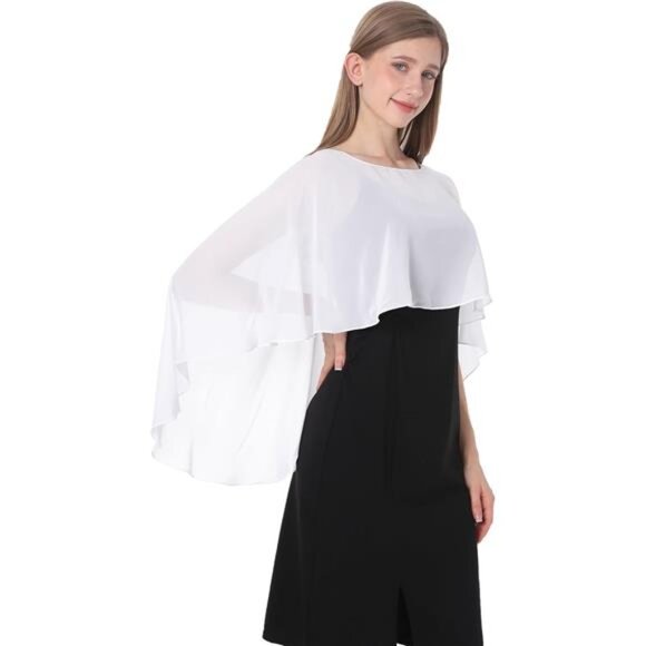 Women's Capelet Shawls and Wraps Ivory - Picture 1 of 5
